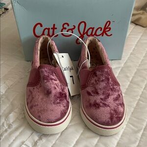 Cat & Jack Pink Velvet Slip-On Sneakers
